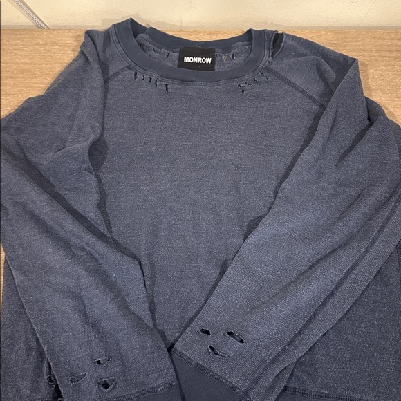 Monrow Charcoal Distressed Sweatshirt - Picture 1 of 2